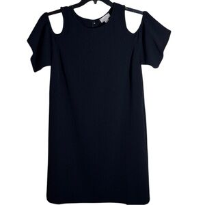 Loft Dress Black Cold Shoulder Shift Mini‎ in Size L  NWT